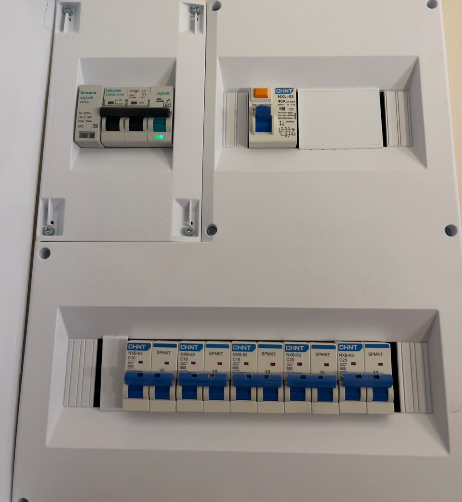 Cuadro eléctrico con protecciones CHNT instalado